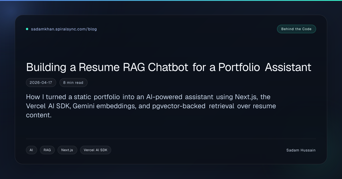 Building a Resume RAG Chatbot for a Portfolio Assistant